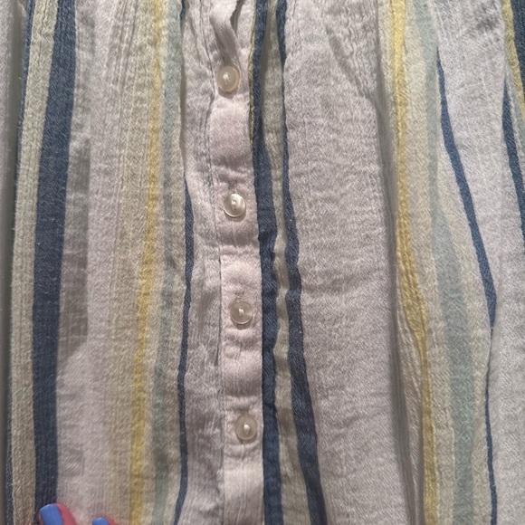 Chaps Women's White Striped Cotton Blouse Size Medium Lightweight Summer - Picture 4 of 7